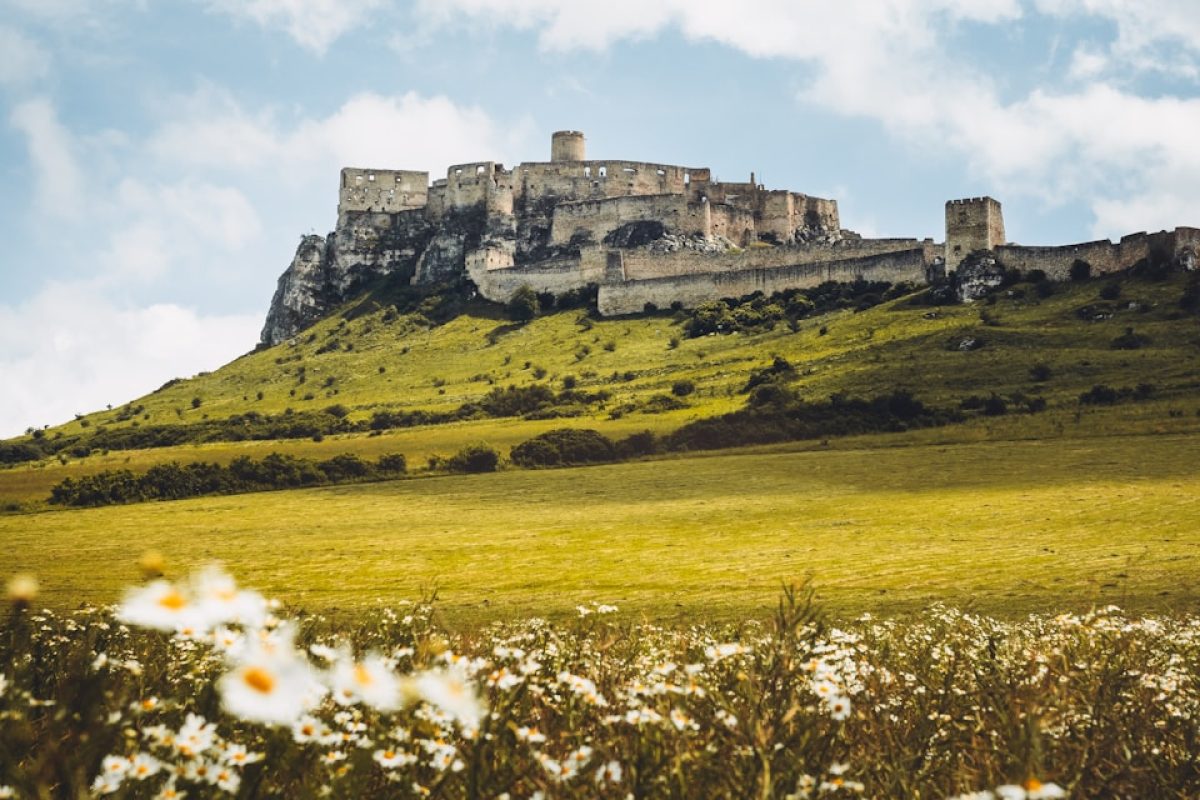 beige castle on hill