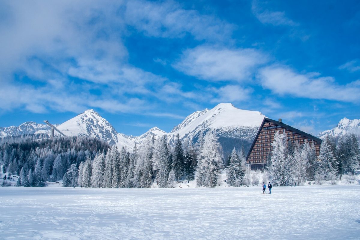 two person standing on snowfield